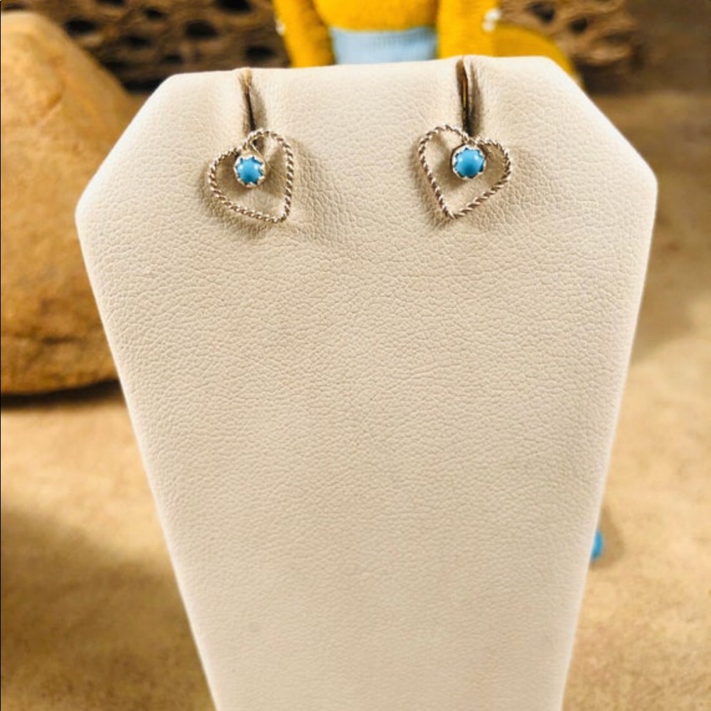 Zuni Turquoise & Sterling Heart Earrings